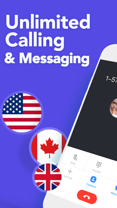TalkU: Unlimited Calls + Texts App Store screenshot 1