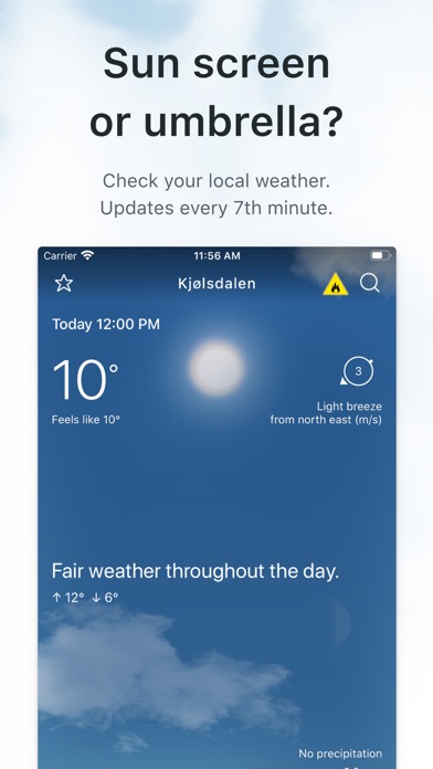 Yr.no App Store screenshot 1