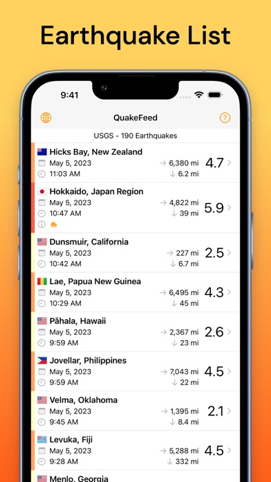 QuakeFeed Earthquake Alerts App Store screenshot 2