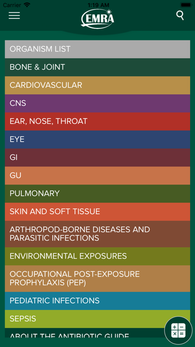 EMRA Antibiotic Guide App Store screenshot 1