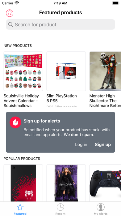 HotStock - in-stock alerts App Store screenshot 1