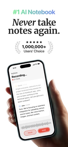 HyNote: AI Note Taker, Summary App Store screenshot 1
