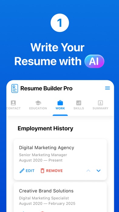Resume Builder Pro with AI App Store screenshot 1