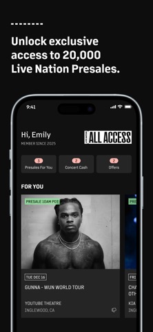 Live Nation – For Concert Fans App Store screenshot 2