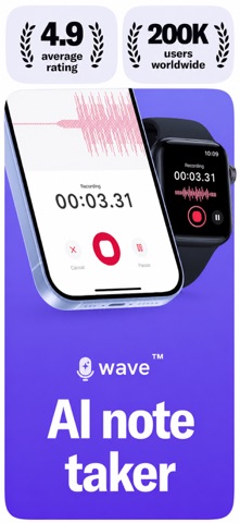 Wave AI Note Taker & Recorder App Store screenshot 1