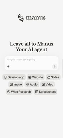 Manus - AI Agent & Automation App Store screenshot 1