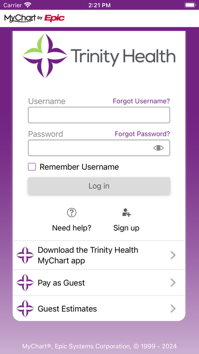 Trinity Health MyChart App Store screenshot 1