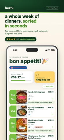 Herbi: Meal Planner + Recipes App Store screenshot 1