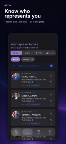 Govvy: US Politicians App Store screenshot 1