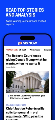 MS NOW: Watch Live News App Store screenshot 1