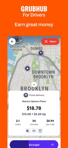 Grubhub for Drivers App Store screenshot 1