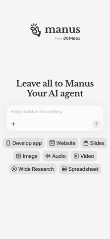 Manus - AI Agent & Automation App Store screenshot 1