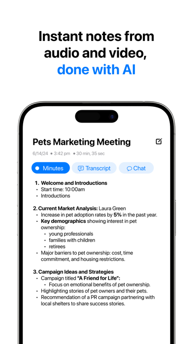 Minutes: AI Meeting Note Taker App Store screenshot 1