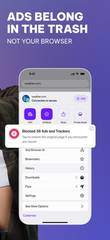 Opera: AI browser with VPN App Store screenshot 2