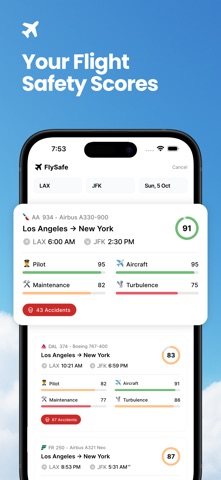 FlySafe: Flight Safety Score App Store screenshot 1