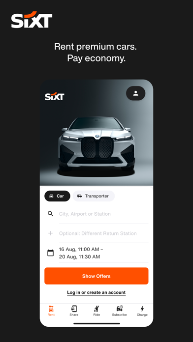 SIXT rent, share, ride & plus App Store screenshot 2