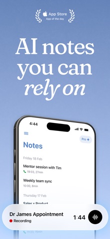 Cue: AI Note Taker & Recorder App Store screenshot 1