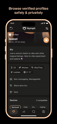 Nymph: Open-Minded Dating App App Store screenshot 2