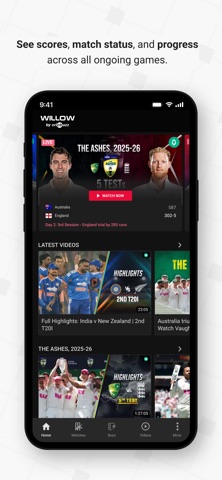 Willow - Watch Live Cricket App Store screenshot 1