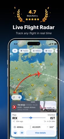 FlightSky: Live Plane Radar App Store screenshot 1