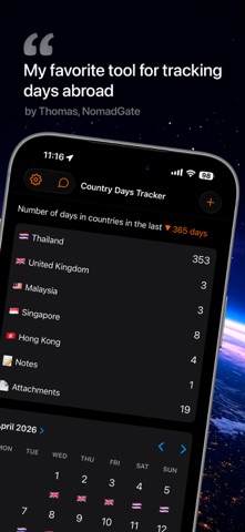 Country Days Tracker App Store screenshot 2