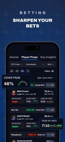 PFF: Betting & Fantasy Tools App Store screenshot 2