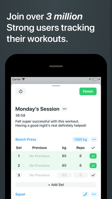 Strong Workout Tracker Gym Log App Store screenshot 1