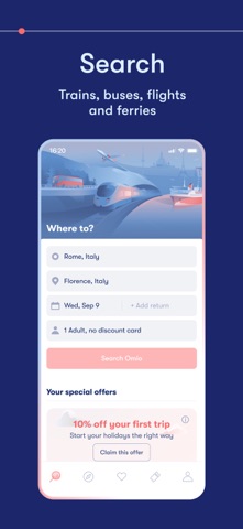 Omio: Book Train, Bus & Flight App Store screenshot 2