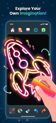 Doodle Magic: Glow Art Drawing App Store screenshot 1