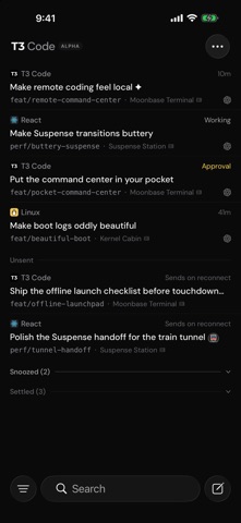 T3 Code - Remote Claude & more App Store screenshot 1