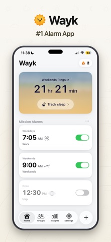 Wayk: Alarm Clock to Wake Up App Store screenshot 1