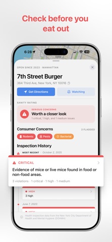 Sanity - Eat at Clean Places App Store screenshot 2