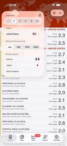 Earthquake - alerts and map App Store screenshot 1
