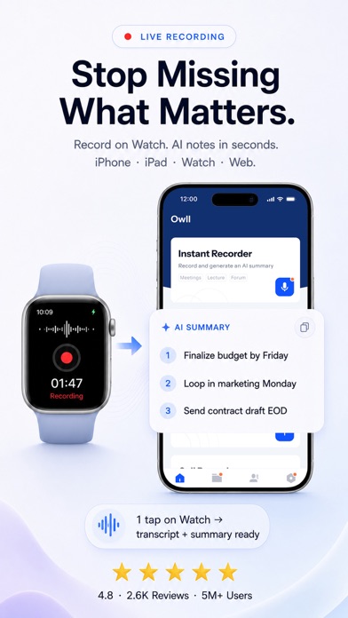 Owll: AI Note Taker&Assistant App Store screenshot 1