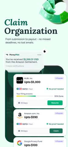 MoneyPilot: Class Action App Store screenshot 2