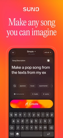 Suno - AI Songs, Music, Lyrics App Store screenshot 1