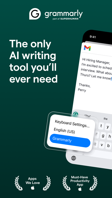 Grammarly: AI Keyboard & Notes App Store screenshot 1