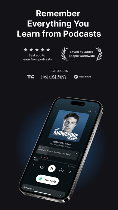 Snipd | AI Podcast Player App Store screenshot 1